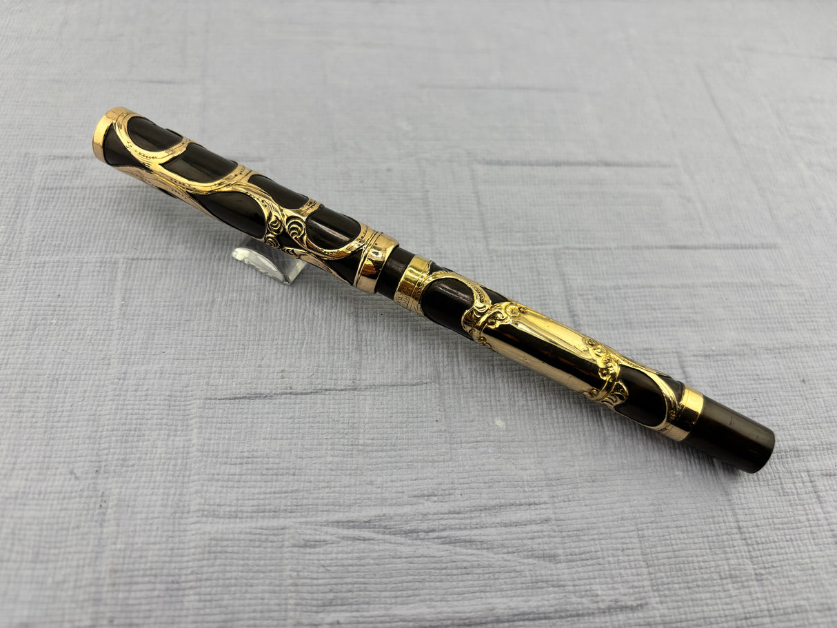 Parker Lucky Curve #16 Gold Filled Filigree Overlay Eyedropper Fountain Pen