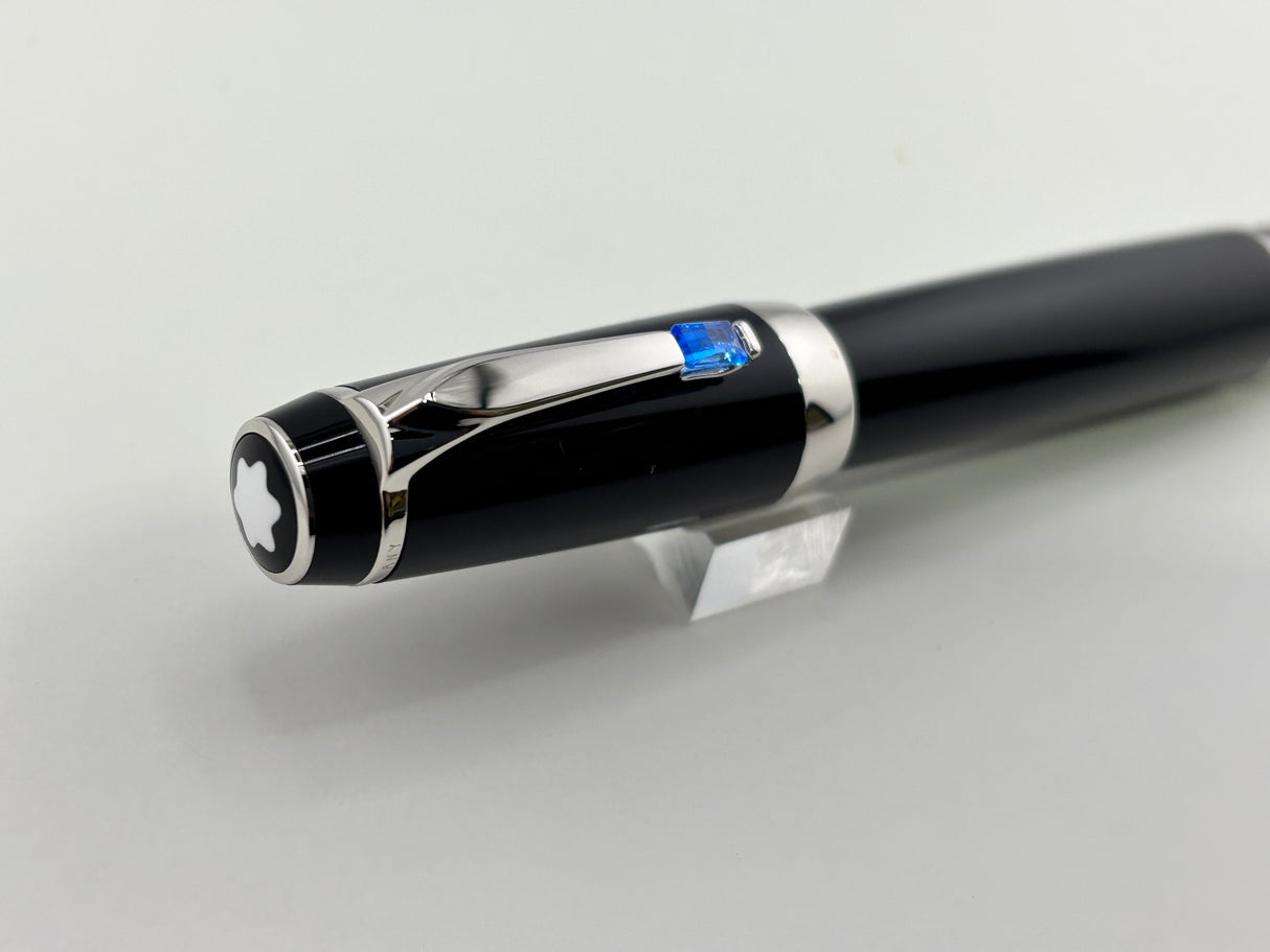 Montblanc Boheme Retractable Nib Black Rhodium Trim Blue Gem Fountain Pen