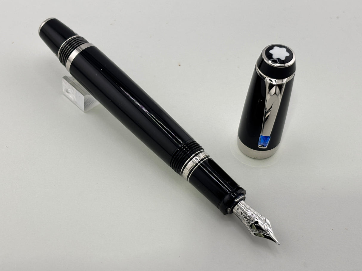 Montblanc Boheme Retractable Nib Black Rhodium Trim Blue Gem Fountain Pen