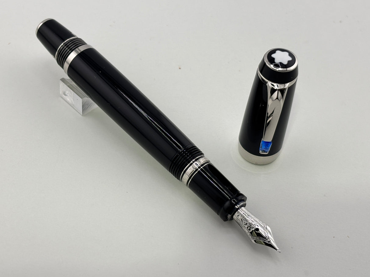 Montblanc Boheme Retractable Nib Black Rhodium Trim Blue Gem Fountain Pen