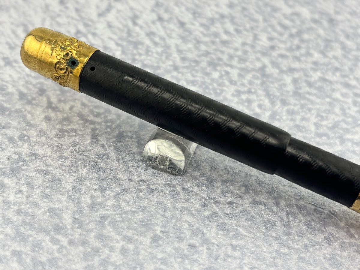 Parker 42 1/2 eyedropper chased with gold filled mountings black hard rubber Early 1900's - Fountain Pen
