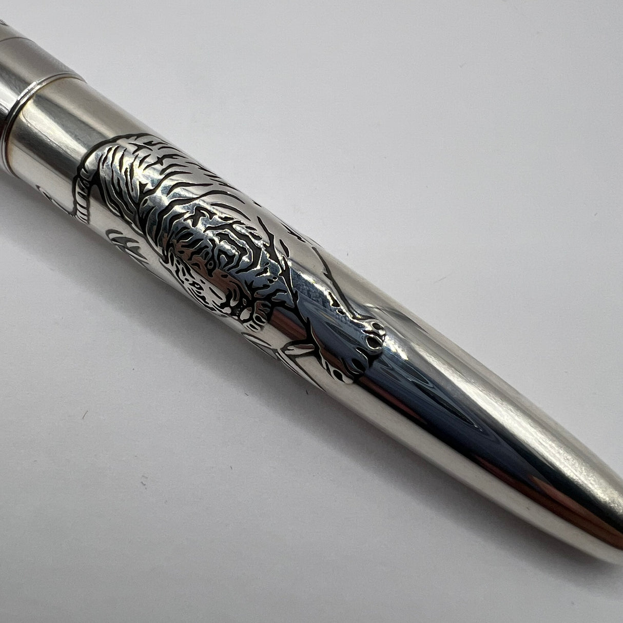 Pilot Sterling Silver Tiger Fountain Pen - Fine 18kt Gold Nib
