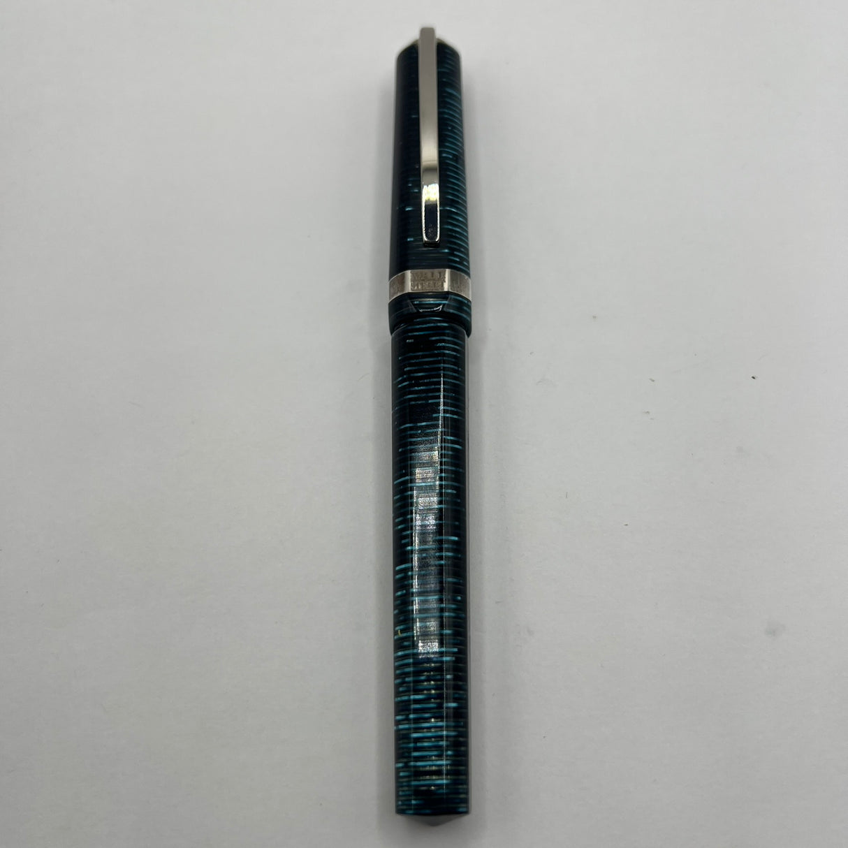 Visconti Wall Street Glittering Blue Celluloid Fountain Pen - Fine 14kt Gold Nib