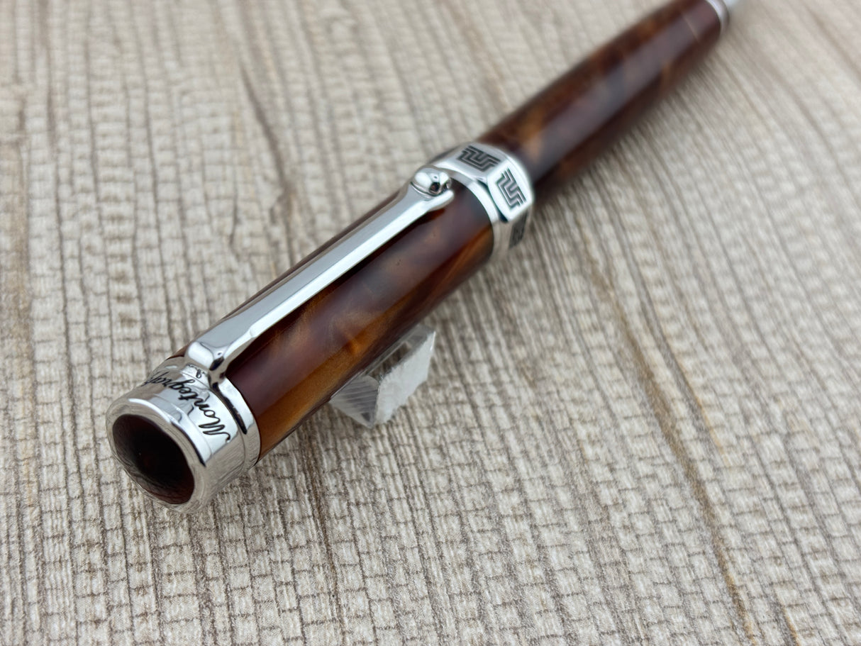 Montegrappa Espressione Brown Marble Rhodium Trim - Ballpoint Pen