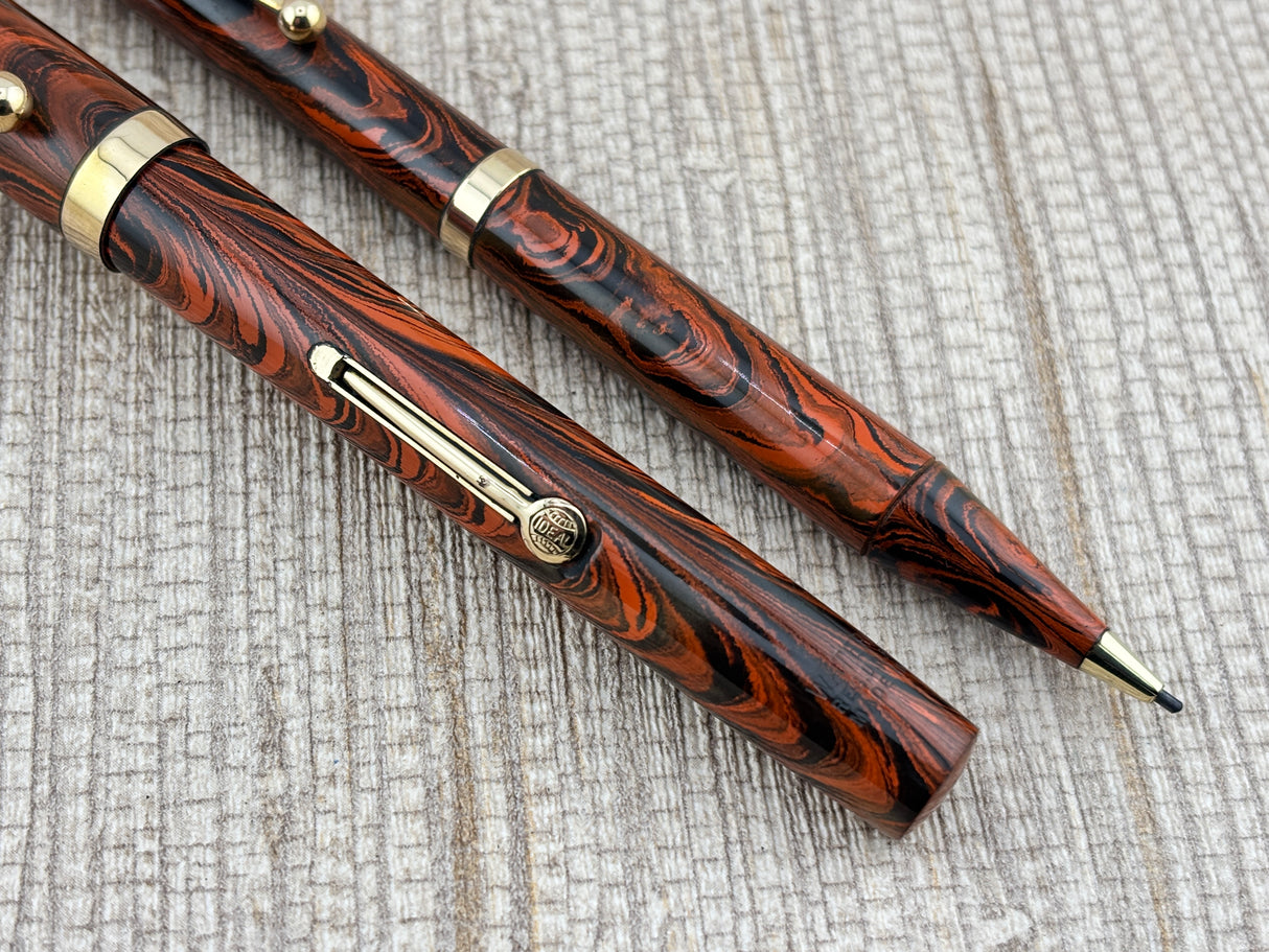 Waterman 55 Set Red/Orange Woodgrain Hard Rubber - Fountain Pen