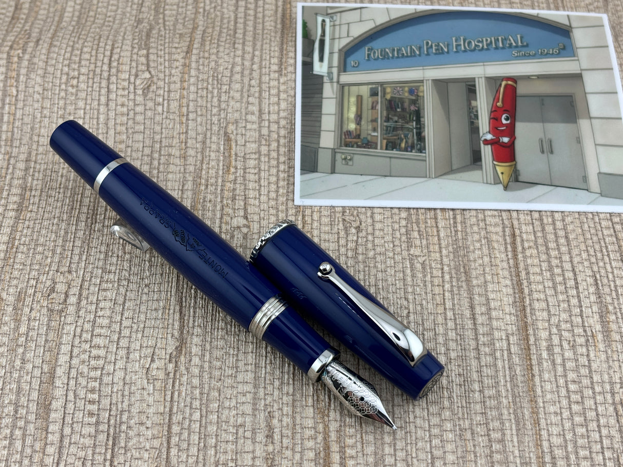 Montegrappa "Monte Grappa" Blue Gold Fountain Pen - Broad 14kt Gold Nib