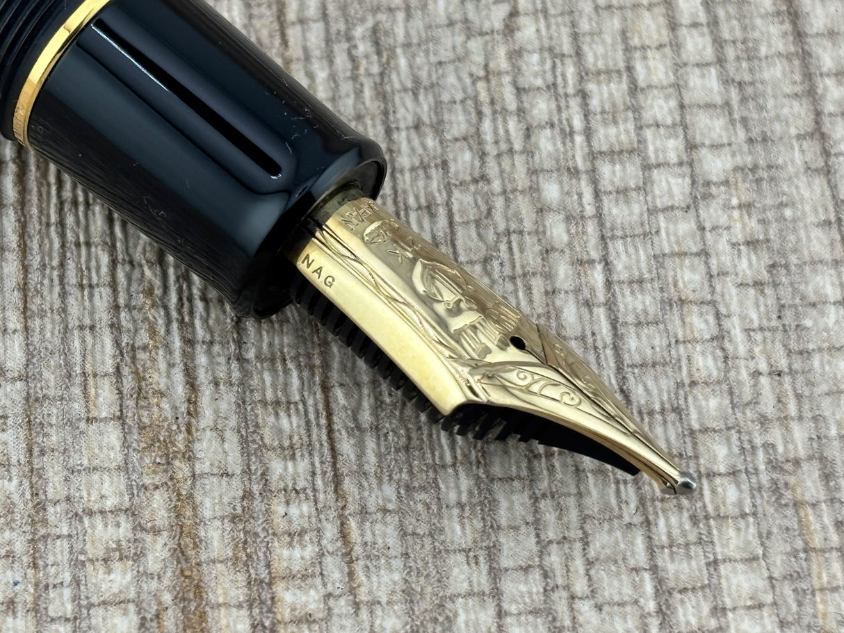 Sailor King of Pen 21K Gold Nib Naginata Togi Cross Point Black Hard Rubber (Ebonite) Fountain Pen