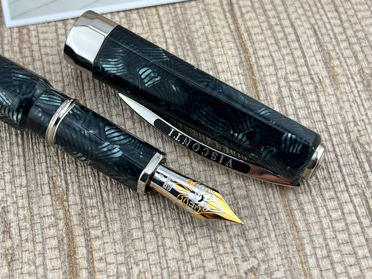 Visconti Aida Candy Stripes Celluloid Limited Edition Fountain Pen - Fine 18kt Gold Nib