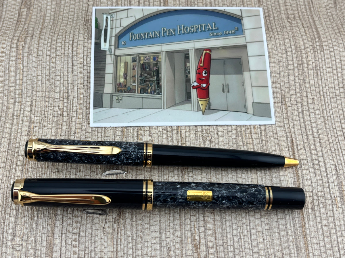 Pelikan Wall Street Set #0164/4500 Fountain Pen and Ballpoint Pen - Oblique 18kt Gold Nib For Right-Handed Writers