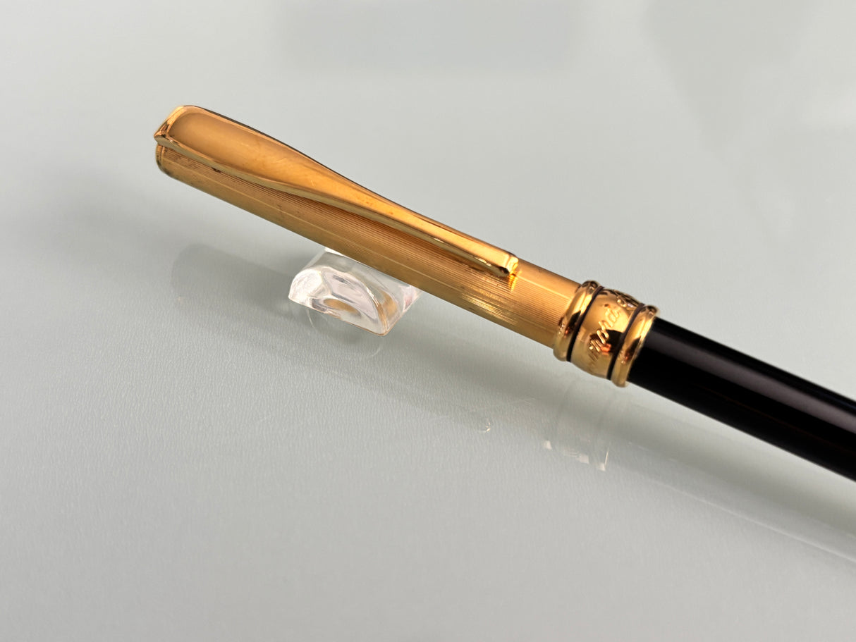 Aurora Magellano black barrel sterling silver 925 cap gold plated - Made in Italy - Ball Pen