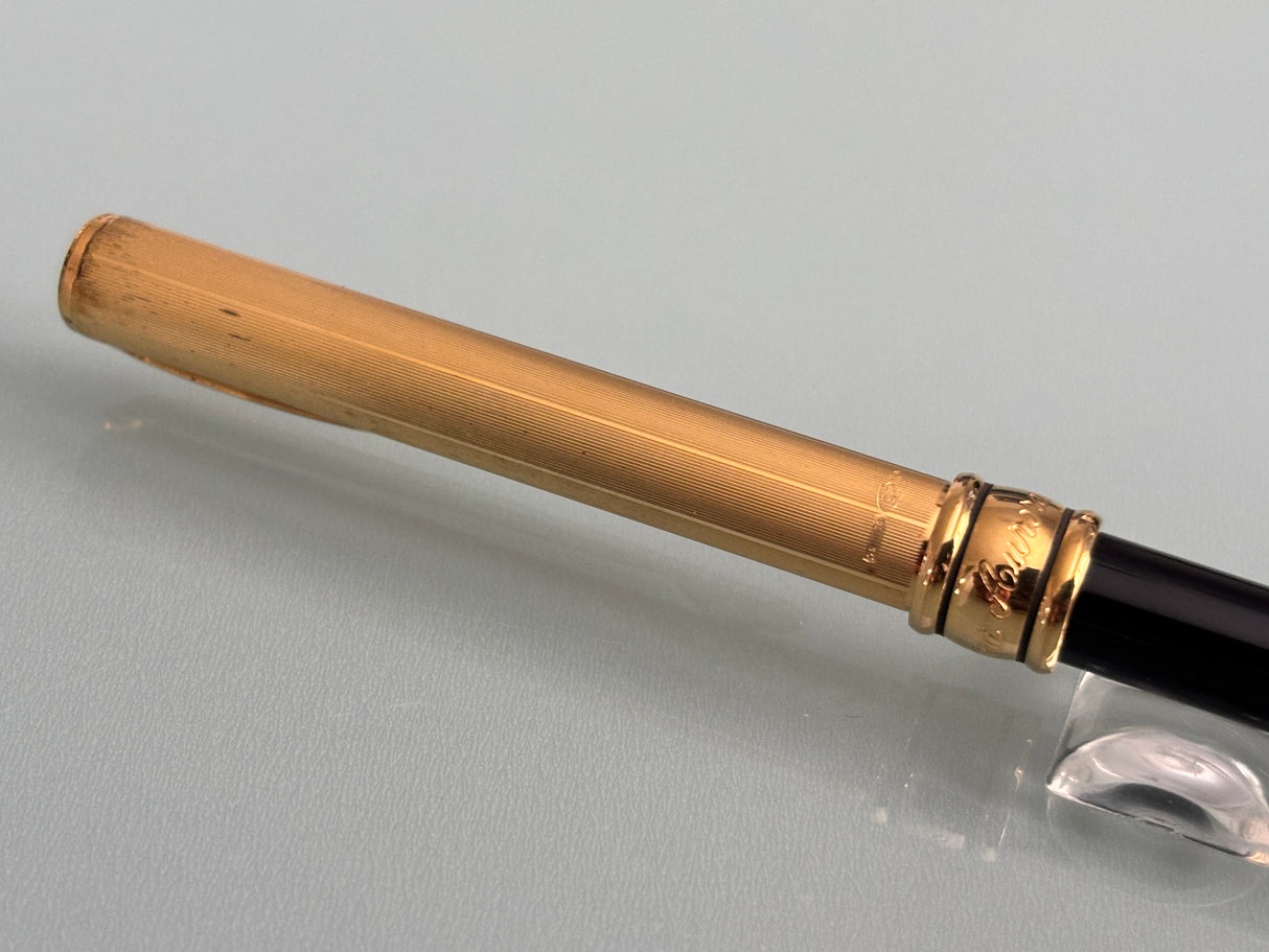 Aurora Magellano black barrel sterling silver 925 cap gold plated - Made in Italy - Ball Pen