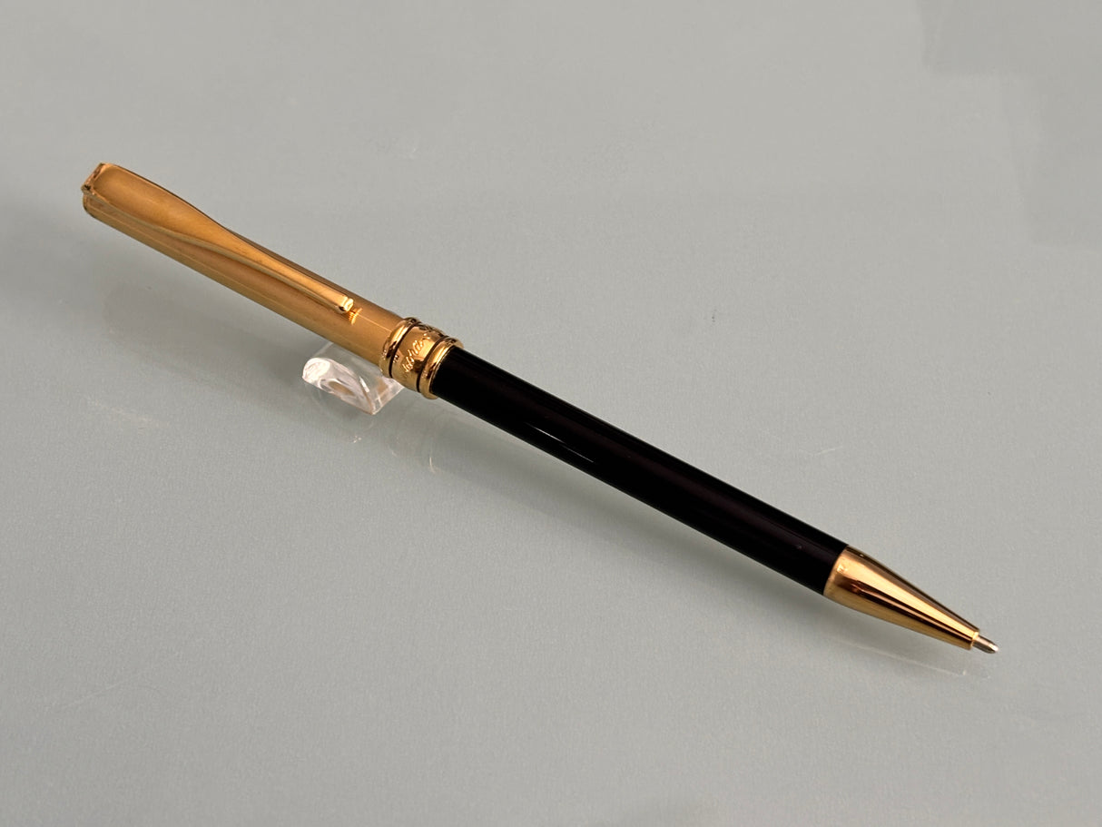 Aurora Magellano black barrel sterling silver 925 cap gold plated - Made in Italy - Ball Pen