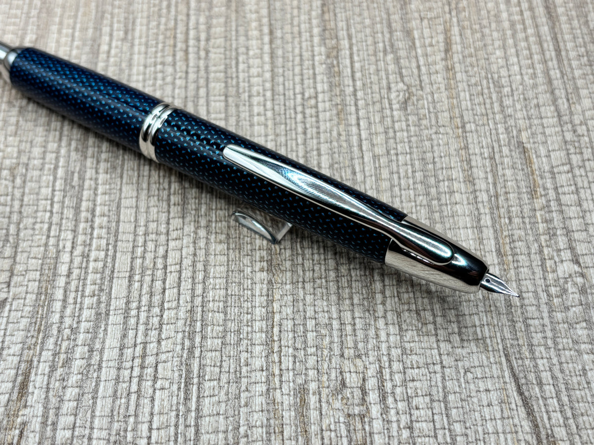 Pilot Vanishing Point Blue Carbonesque 18K Gold Nib - Fountain Pen