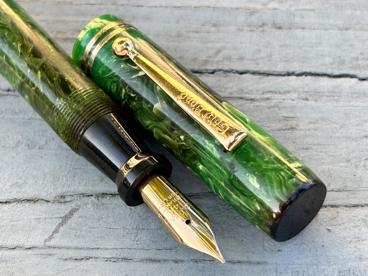 Gold Bond Green jade Stonite - Fountain Pen