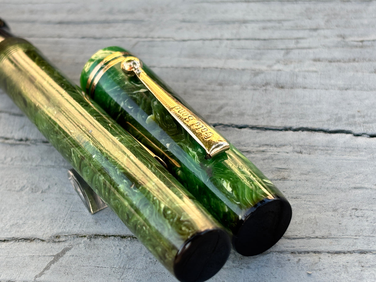 Gold Bond Green jade Stonite - Fountain Pen