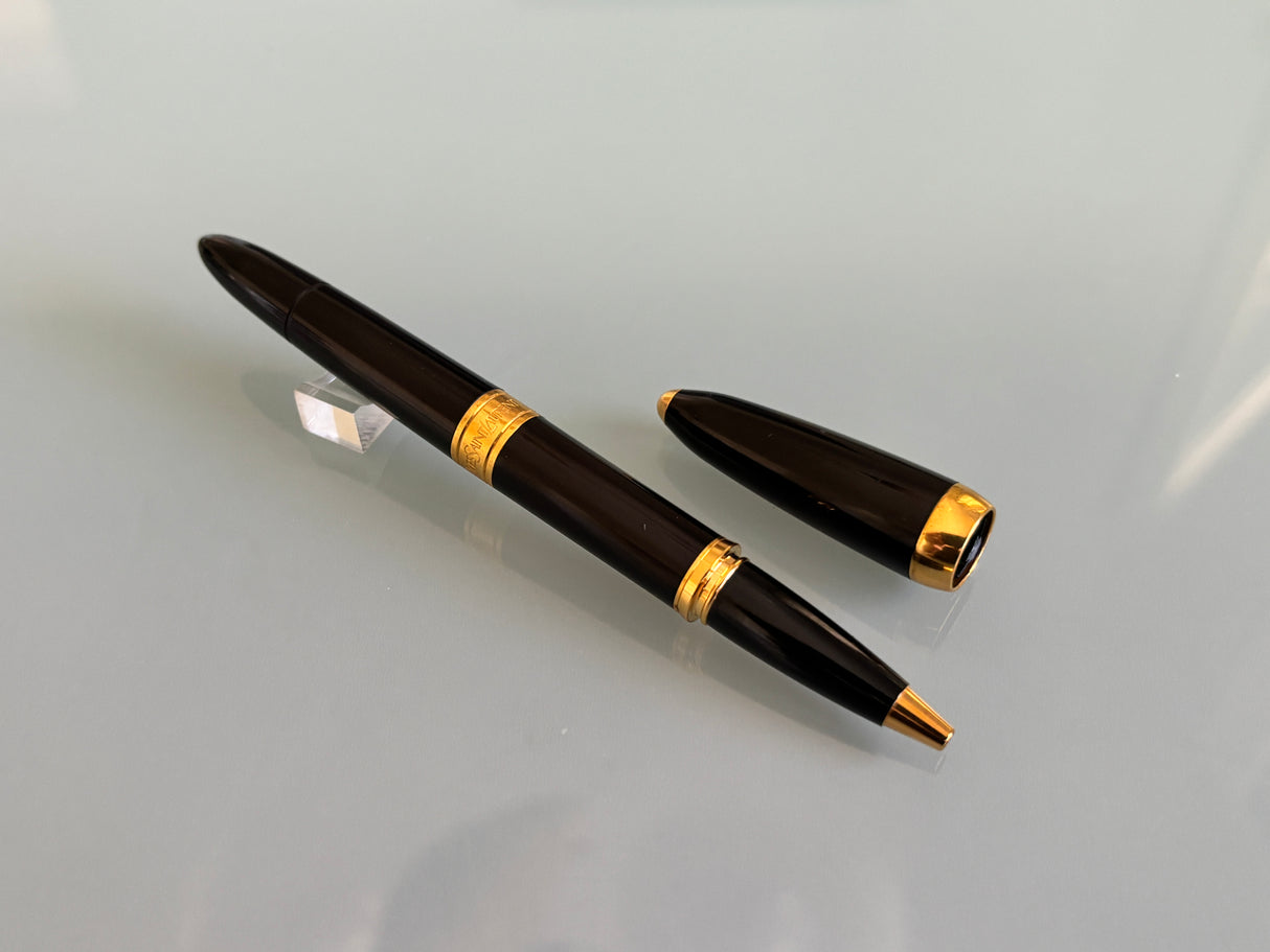 Yves St Laurent Black gold trim Made in France - Roller Ball