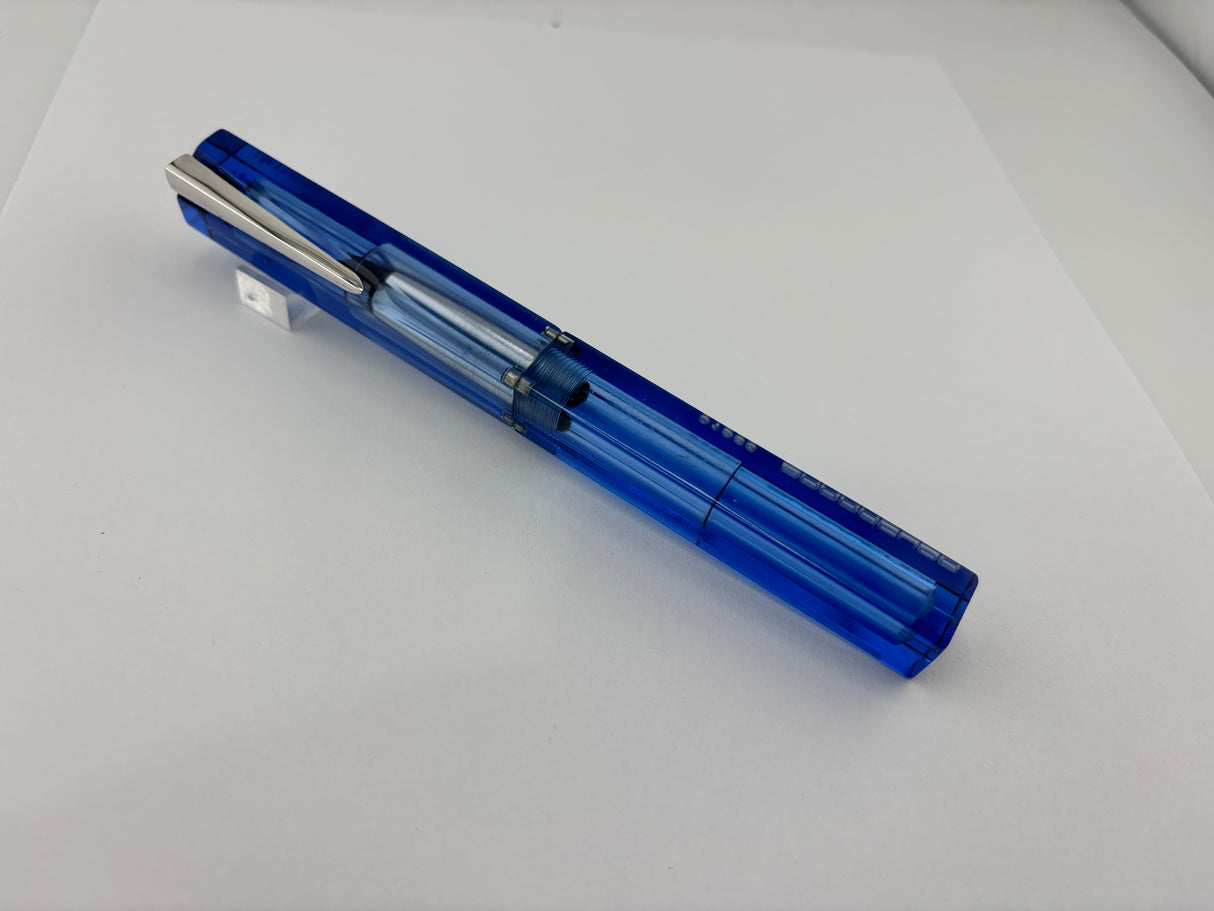 Nettuno Barracuda Blue Transparent Square Fountain Pen - Extremely Funky!