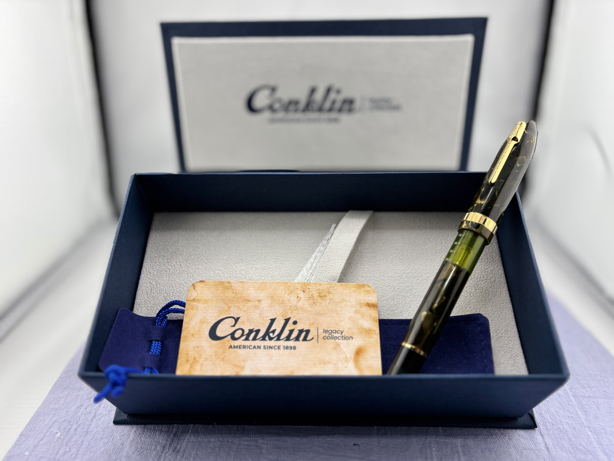 Conklin Nozac Green Saft Celluloid Fountain Pen – Legacy Collection Limited Edition - Fine 14kt Gold Nib
