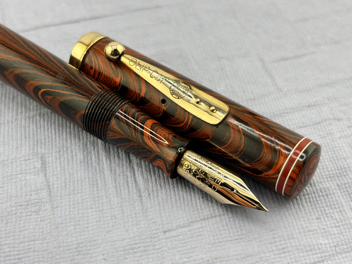 Waterman # 7 Red Ripple Hard Rubber - Red cap Band - Photo speaks !!