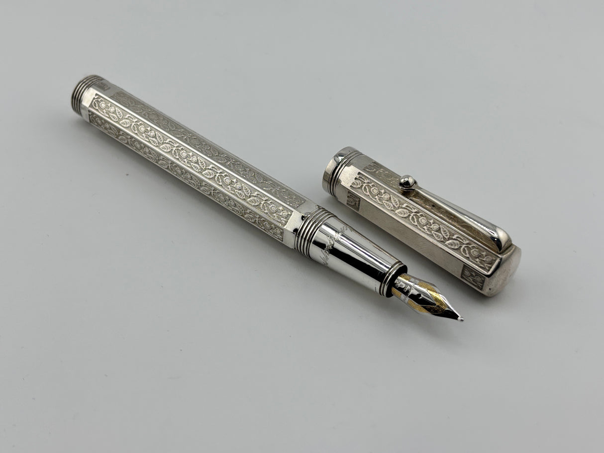Montegrappa Reminiscence 80th Anniversary (1912 – 1992) Limited Edition Sterling Silver Fountain Pen - Fine 18kt Gold Nib