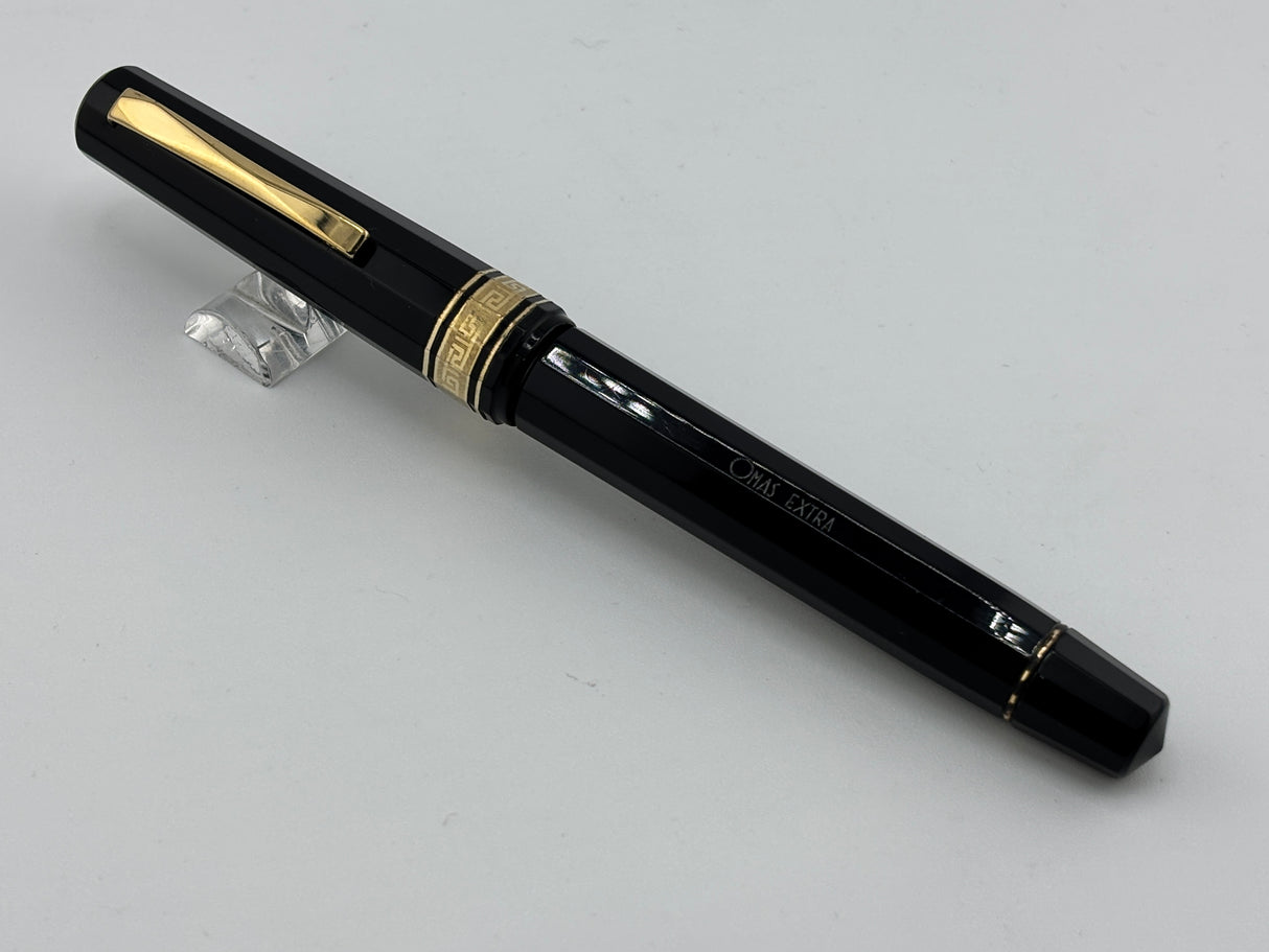 OMAS Black Vegetal Resin Facetted Standard Size Paragon Rollerball
