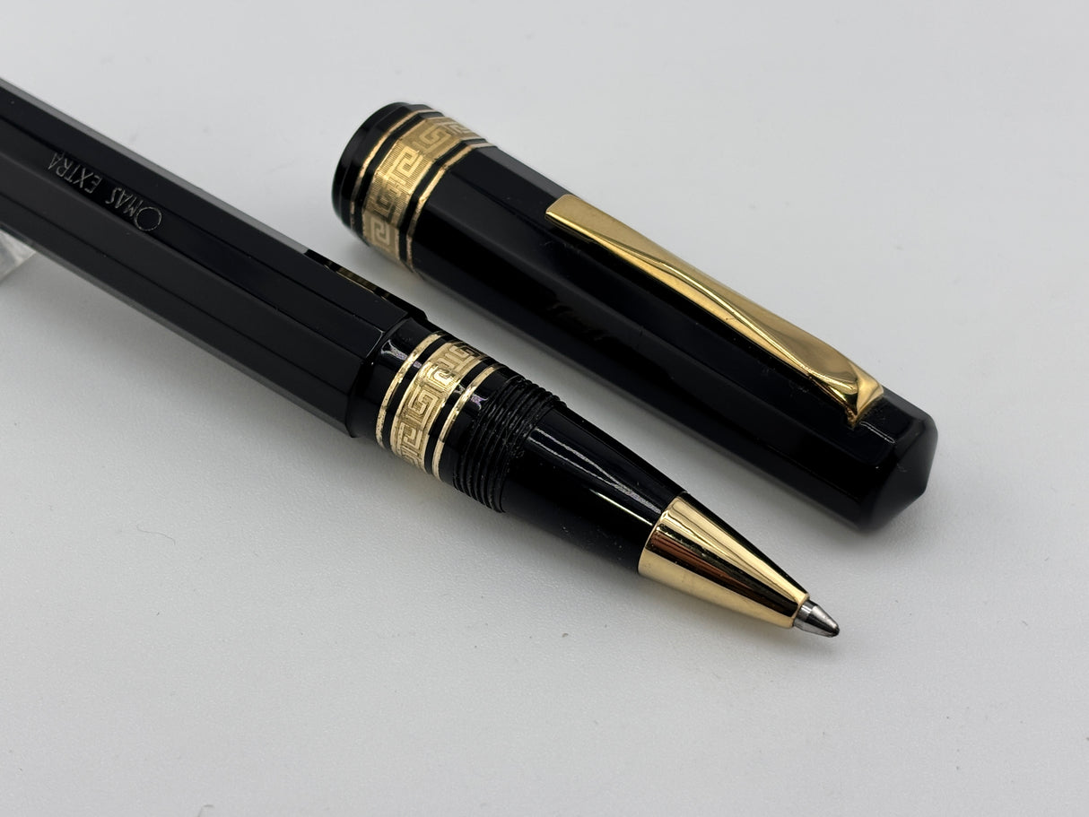 OMAS Black Vegetal Resin Facetted Standard Size Paragon Rollerball