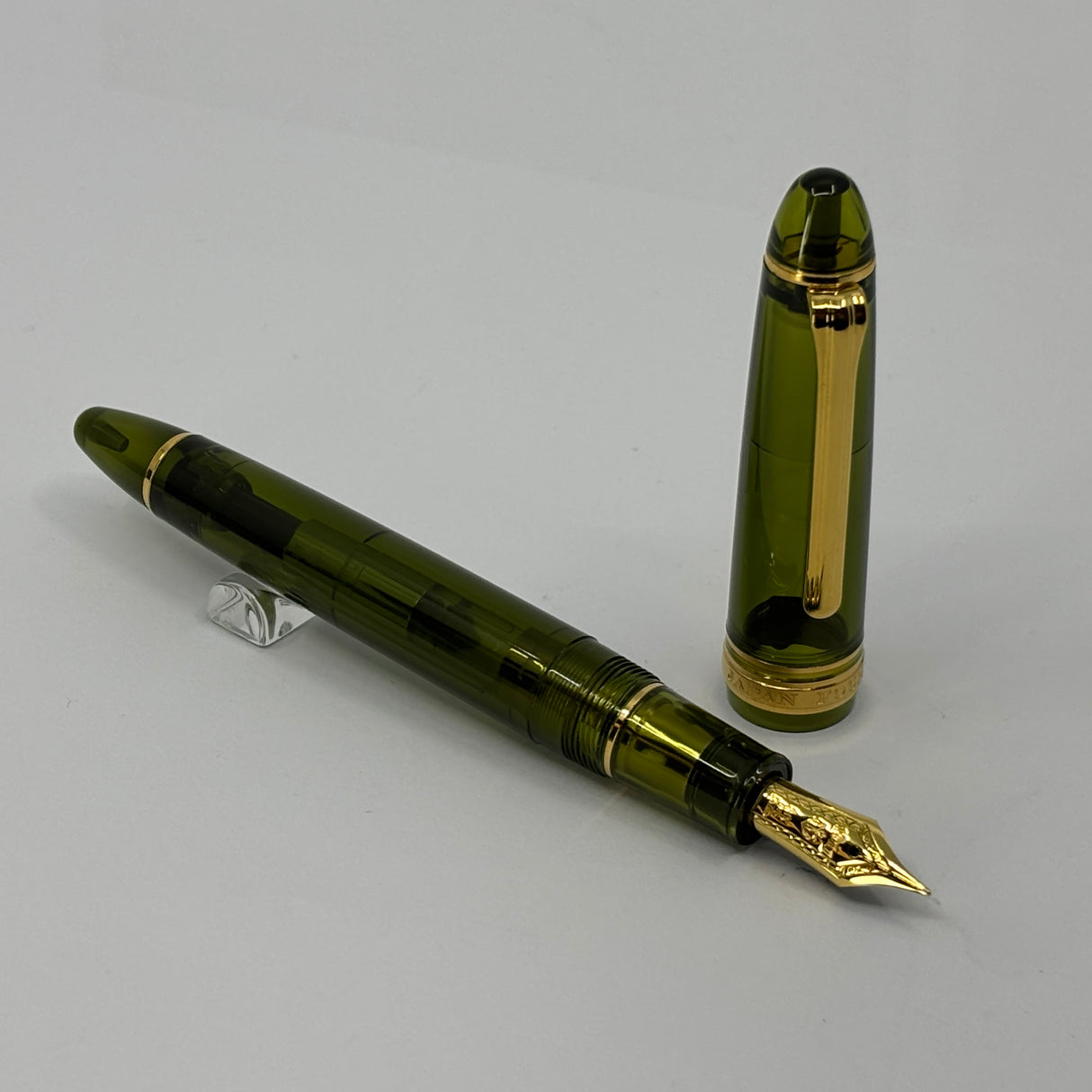 Sailor 1911 Large Kagero Green Transparent Fountain Pen - Broad 21kt Gold Nib