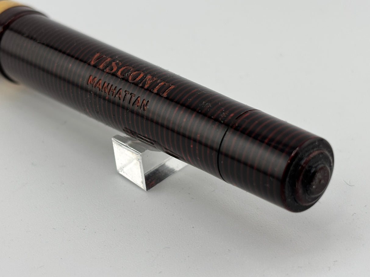 Visconti Manhattan Ruby Red Layered Celluloid Fountain Pen - Medium 18kt Gold Nib