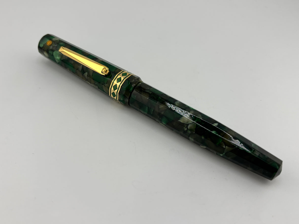 Wahl-Eversharp Oversize Doric Green Kashmir Fountain Pen - Large #8 Semi-Flex Medium 14kt Gold Nib