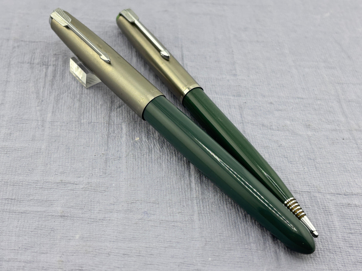 Parker 51 Set Grey Steel Cap Aerometric - Fountain Pen and pencil