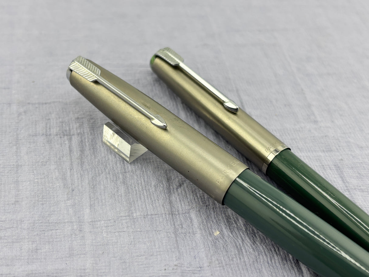 Parker 51 Set Grey Steel Cap Aerometric - Fountain Pen and pencil