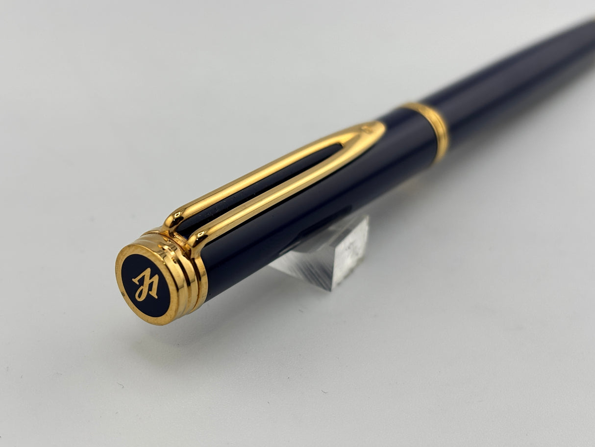 Waterman Gentleman Blue Lacquer gold trim circa 1975 Gold nib 18K750 - Fountain Pen