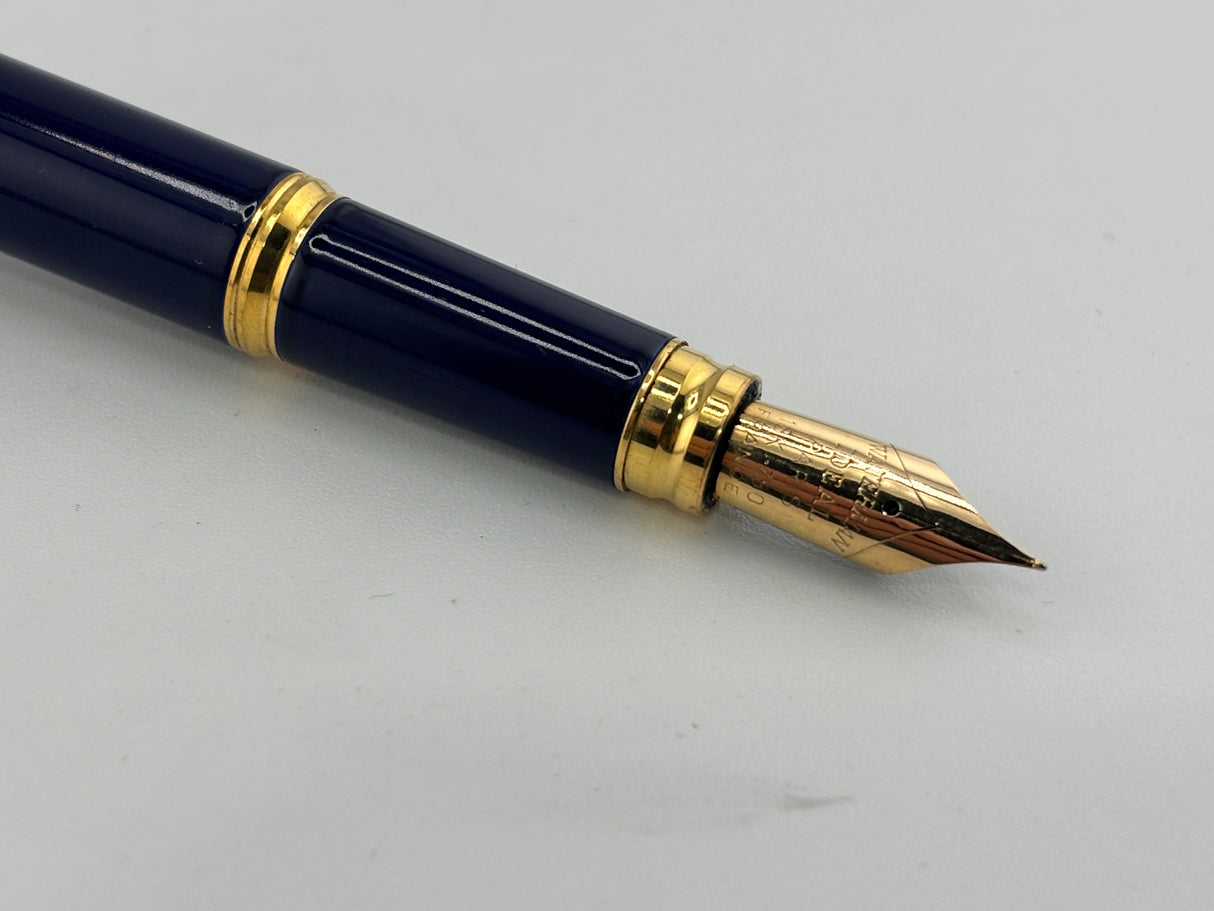 Waterman Gentleman Blue Lacquer gold trim circa 1975 Gold nib 18K750 - Fountain Pen
