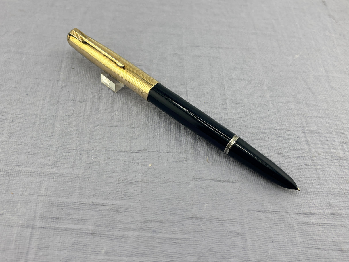 Parker 51 Navy Blue Gold Cap Fountain Pen