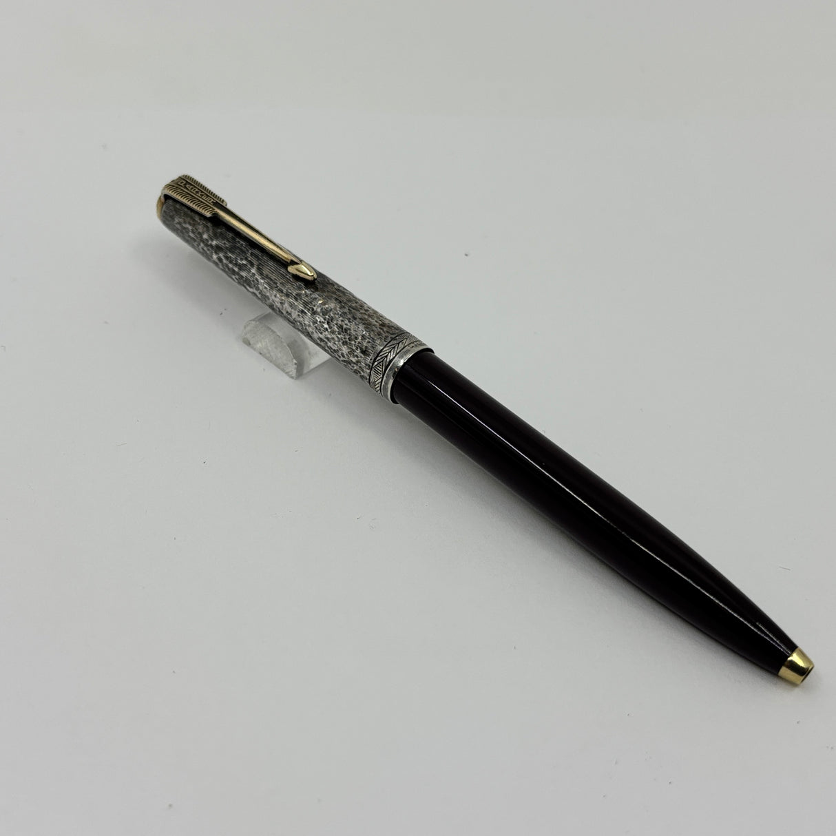 Parker 51 Ball Pen Burgundy Sterling Silver 925 cap " Ariel Kullock " Hammer Cap