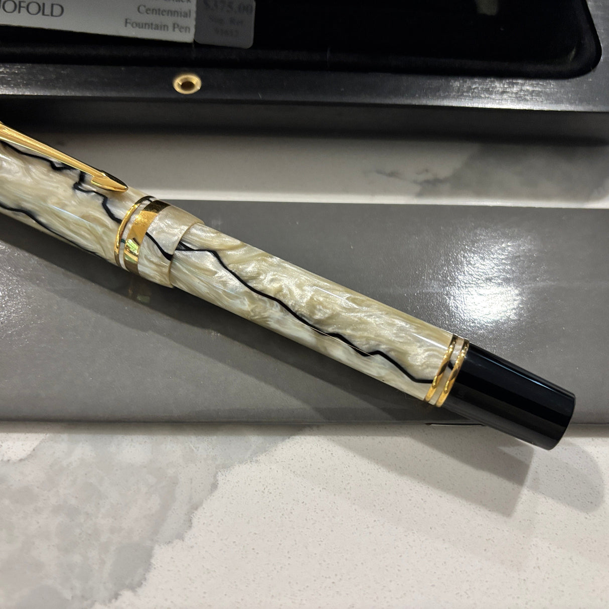 Parker Duofold Centennial Black and Pearl Fountain Pen - Medium 18kt Gold Nib