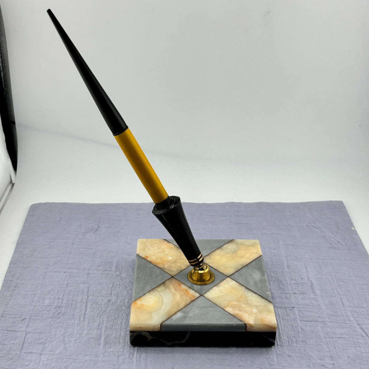 Parker Duofold Yellow Mandarin Desk Set Superb Art Deco Base - Fountain Pen
