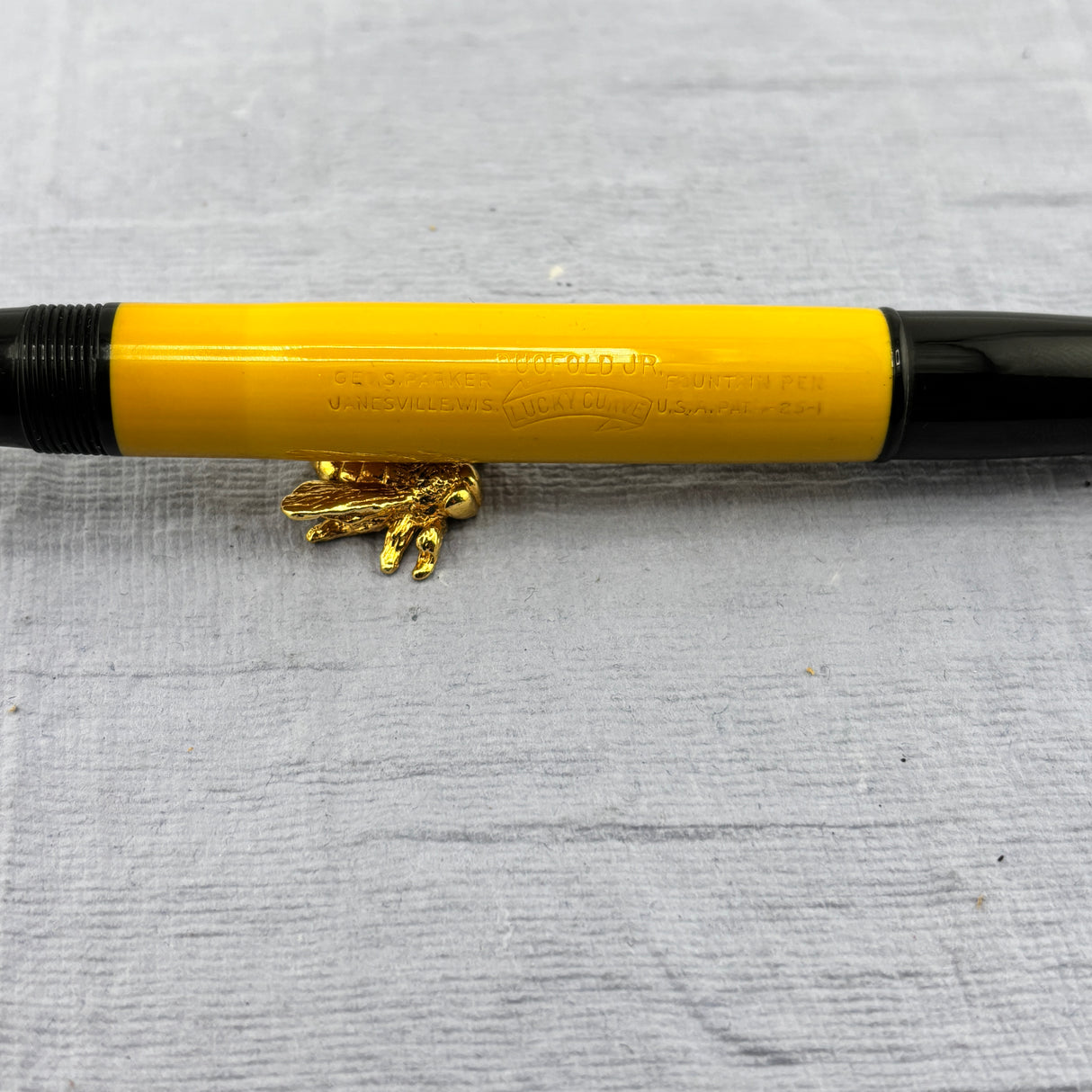 Parker Duofold Yellow Mandarin Desk Set Superb Art Deco Base - Fountain Pen