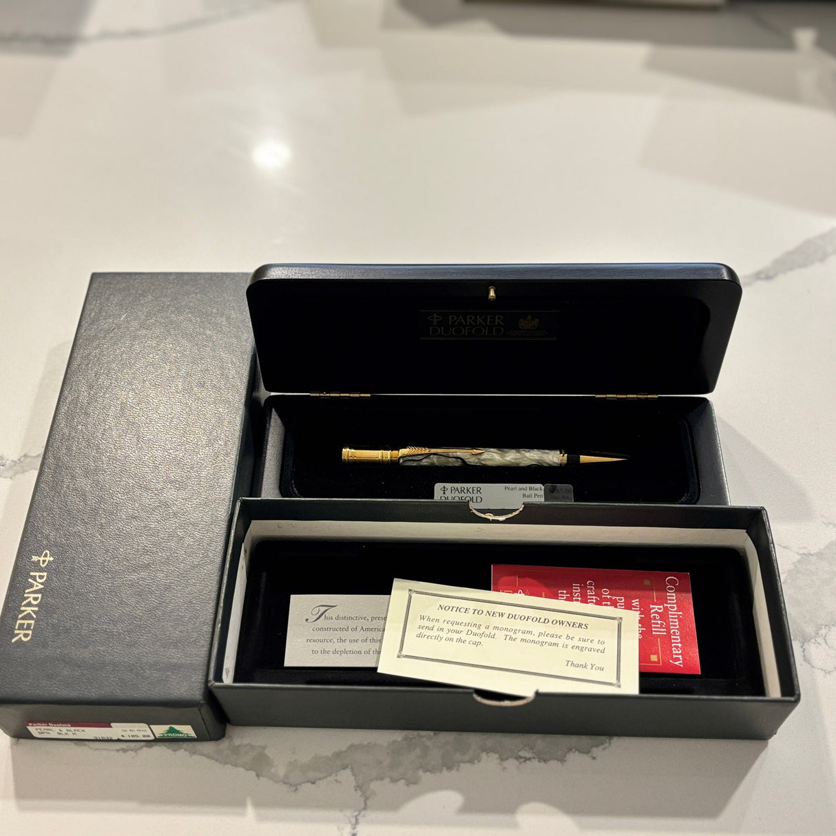 Parker Duofold Black and Pearl Ballpoint Pen