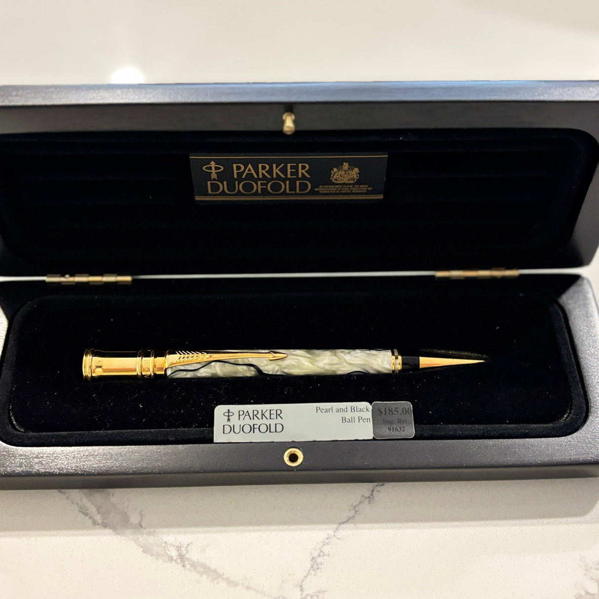 Parker Duofold Black and Pearl Ballpoint Pen