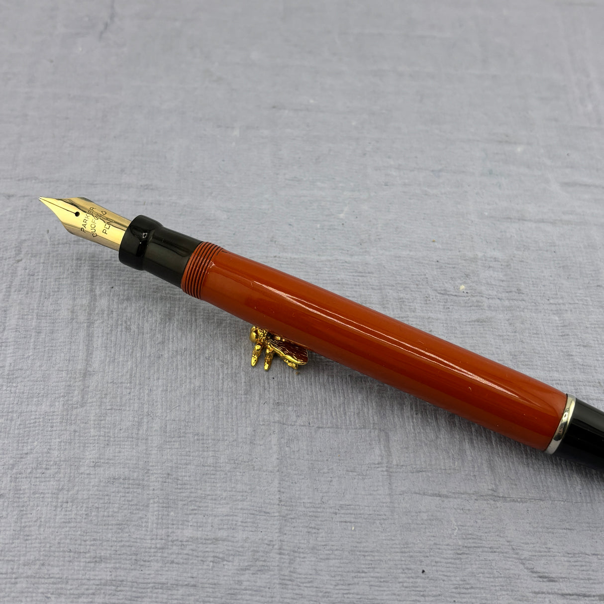 Parker Duofold Big Red Orange Permanite Desk Set - Fountain Pen