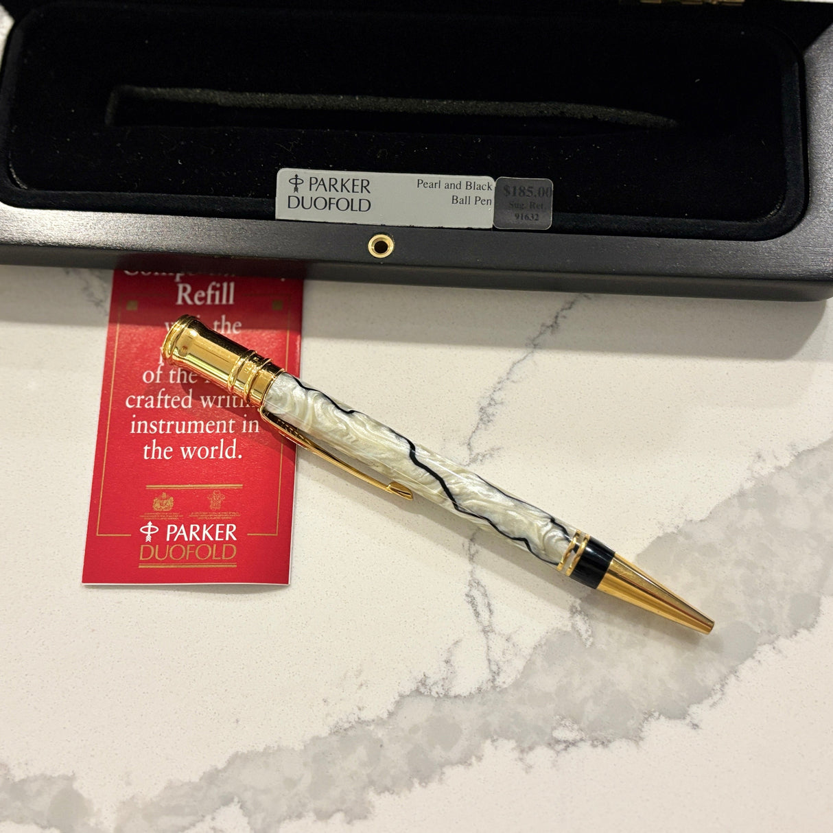 Parker Duofold Black and Pearl Ballpoint Pen