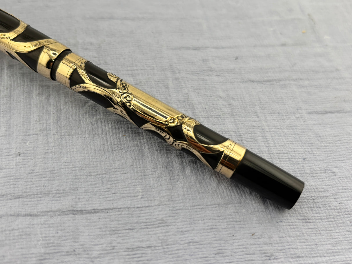 Parker Lucky Curve #16 Gold Filled Filigree Overlay Eyedropper - Fountain Pen