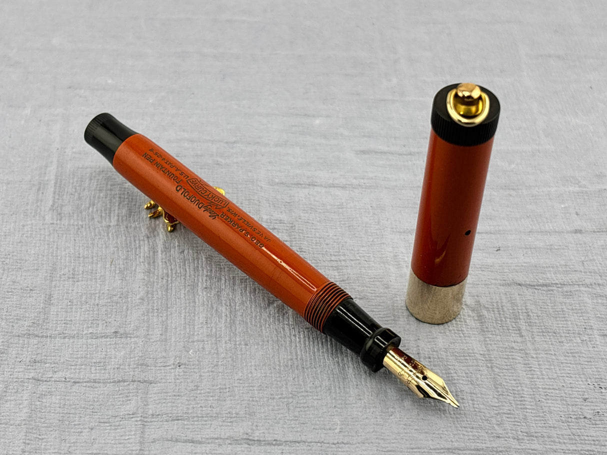 Parker Lady Duofold Deluxe Red Hard Rubber Ring Top - Fountain Pen