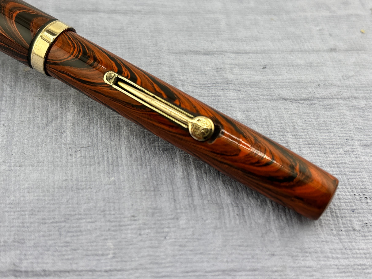 Waterman #5 Red/Black Ripple with Red Band + Correct "red" Nib - Fountain Pen