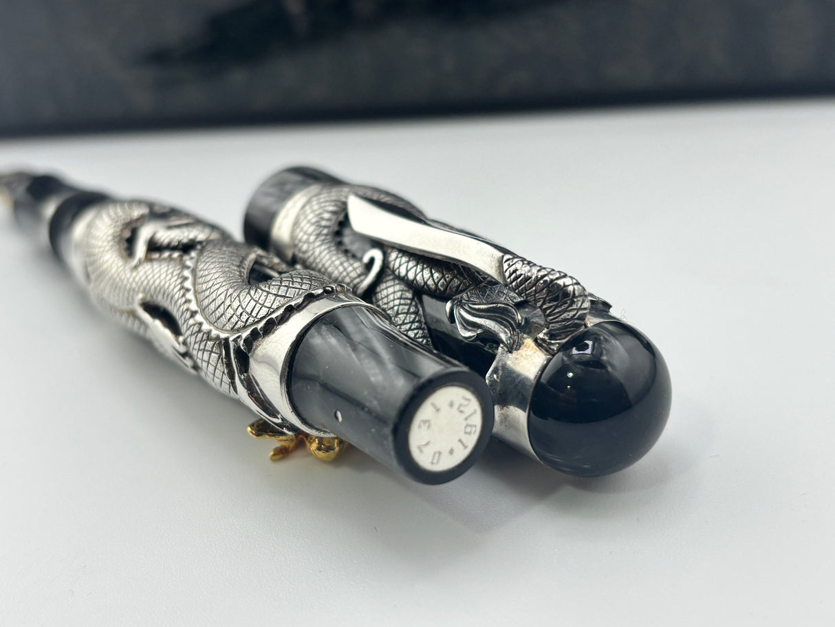 Montegrappa Iconic 1995 Sterling Silver & Celluloid Dragon Limited Edition Fountain Pen - Medium 18kt Gold Nib