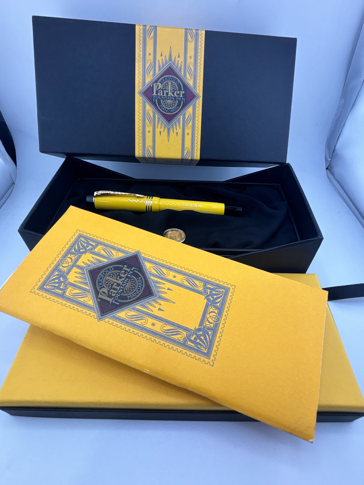 Parker Duofold Centennial Mandarin Yellow Limited Edition Fountain Pen - Medium 18kt Gold Nib