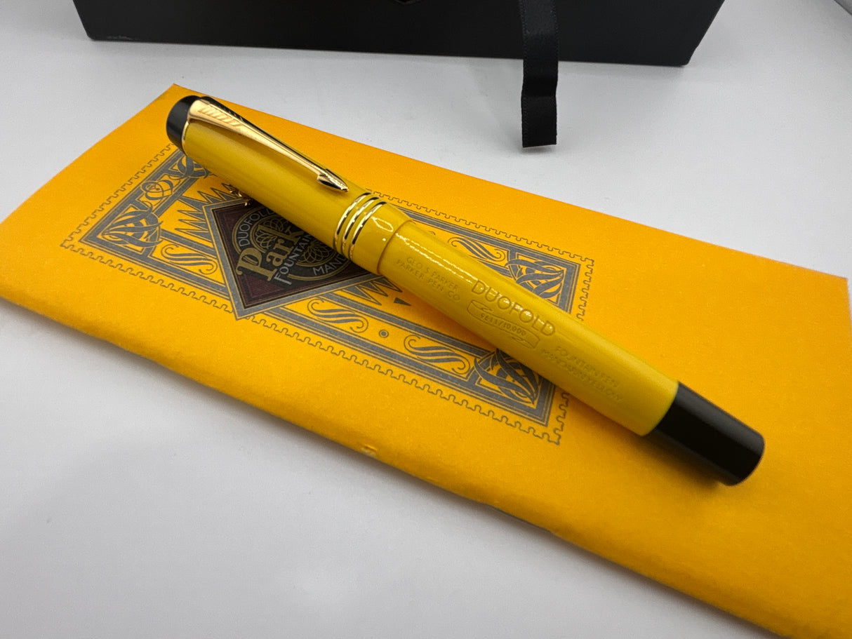 Parker Duofold Centennial Mandarin Yellow Limited Edition Fountain Pen - Medium 18kt Gold Nib
