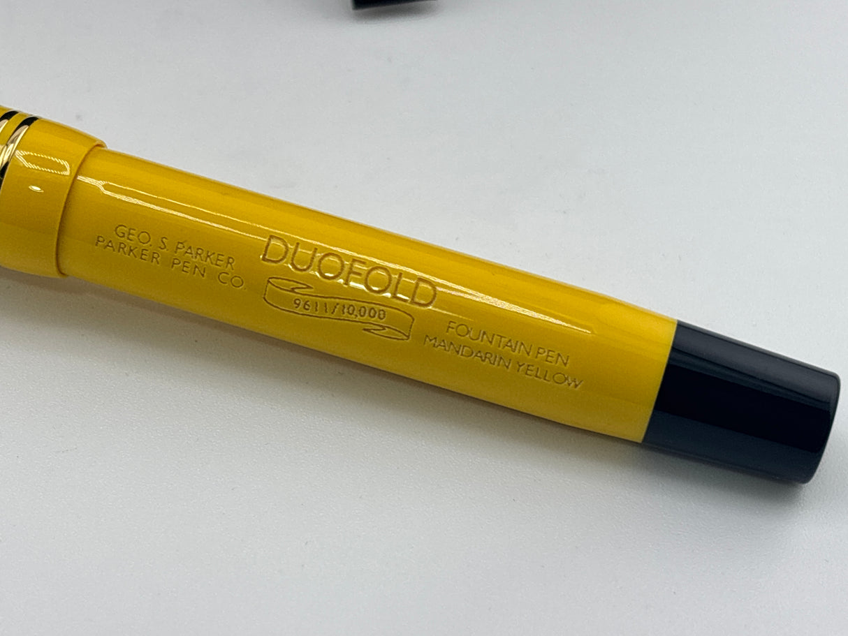 Parker Duofold Centennial Mandarin Yellow Limited Edition Fountain Pen - Medium 18kt Gold Nib