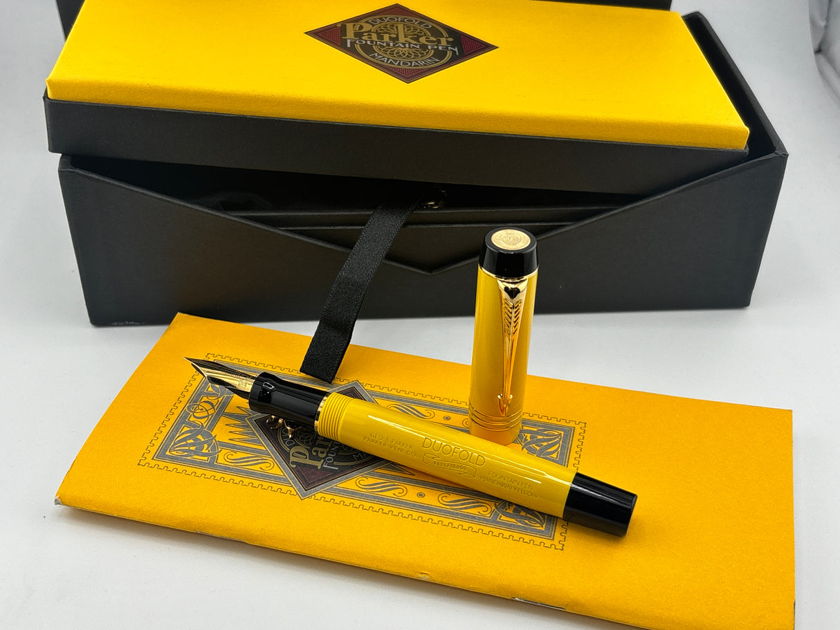 Parker Duofold Centennial Mandarin Yellow Limited Edition Fountain Pen - Medium 18kt Gold Nib